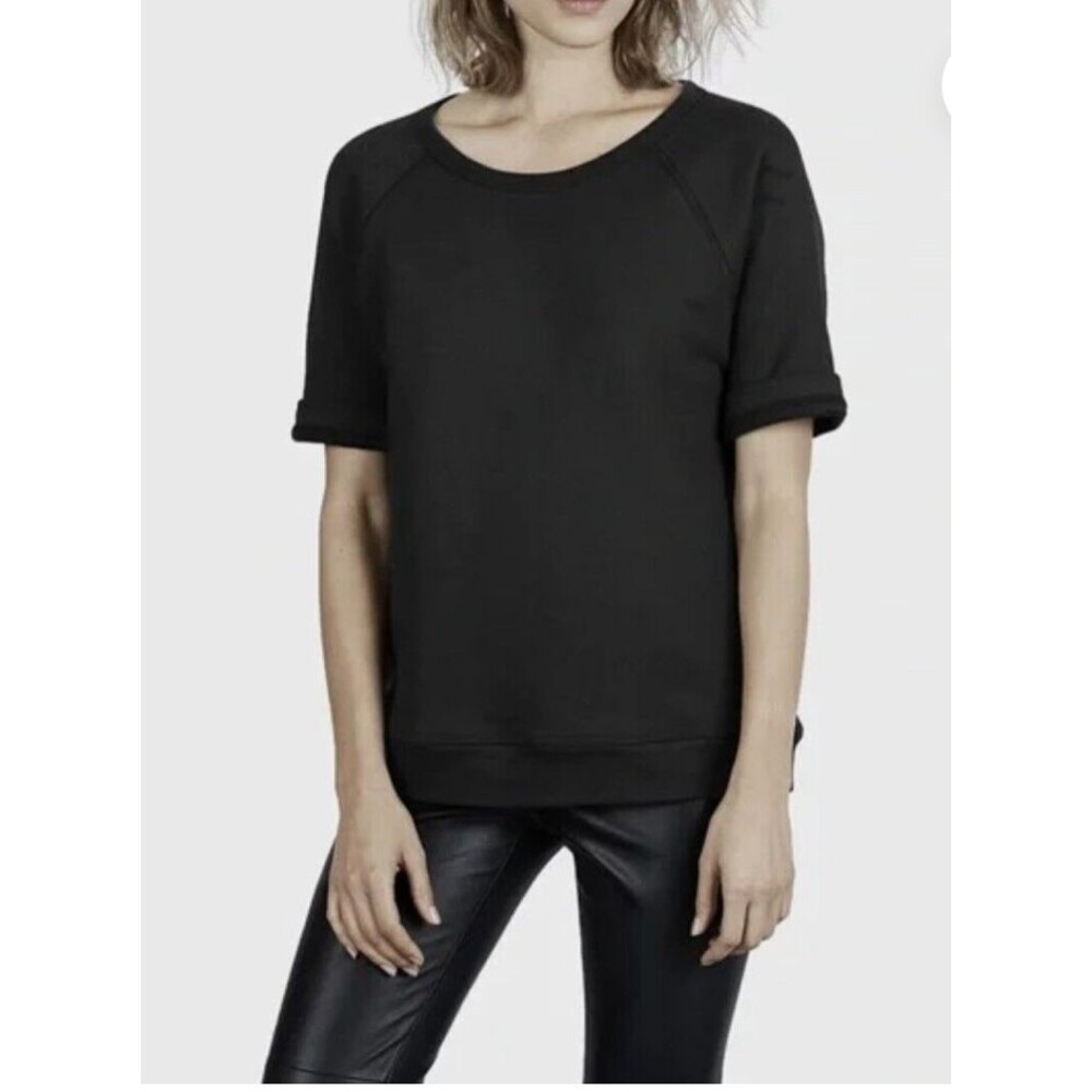 Everlane Black Short Sleeve Sweatshirt Top Casual Size Small